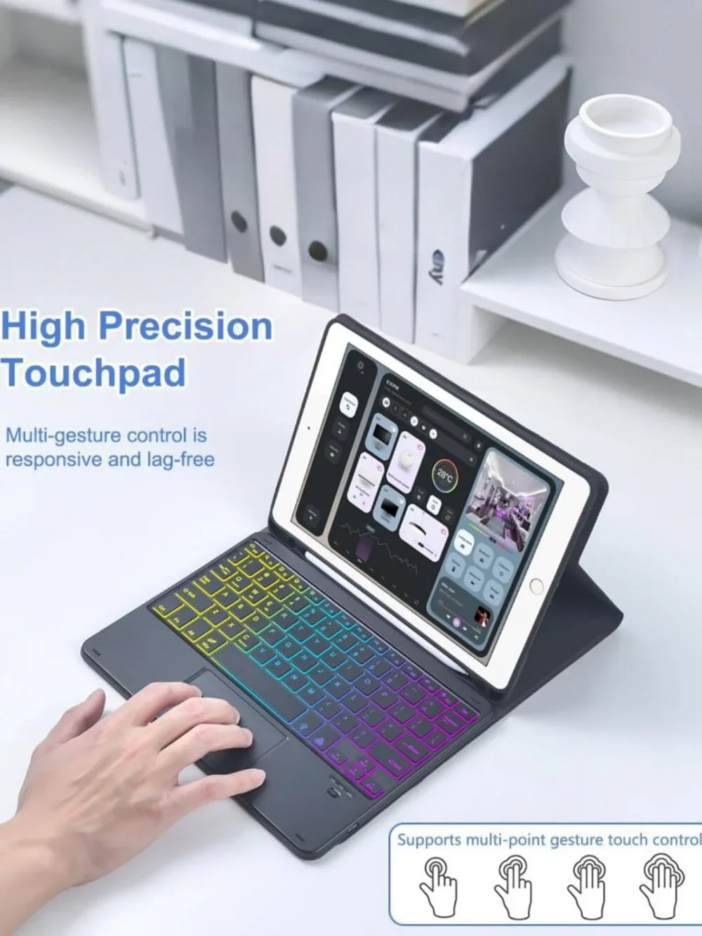 10.2-Inch Touchpad Keyboard Case for iPad 9th/8th/7th Gen - Slim, Lightweight